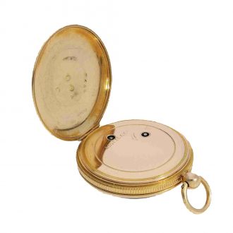 French 18 carat gold and enamel lépine watch in Tavernier case Circa 1805