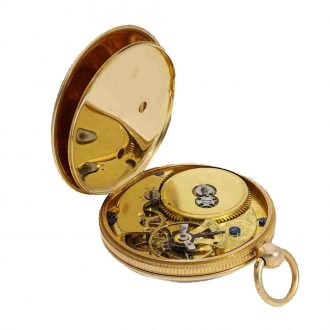 French 18 carat gold and enamel lépine watch in Tavernier case Circa 1805