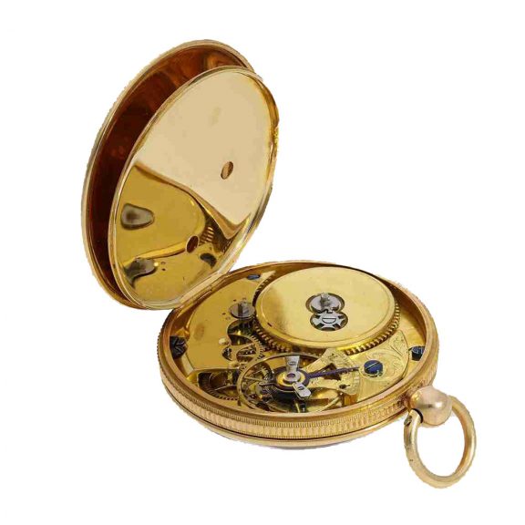 French 18 carat gold and enamel lépine watch in Tavernier case Circa 1805 French 18 carat gold and enamel lépine watch in Tavernier case Circa 1805