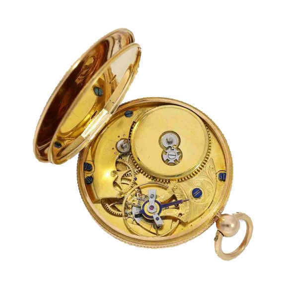 French 18 carat gold and enamel lépine watch in Tavernier case Circa 1805 French 18 carat gold and enamel lépine watch in Tavernier case Circa 1805