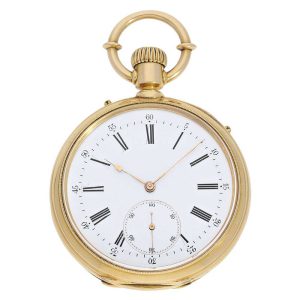 Swiss pocket watch with hidden calendar on back Circa 1880