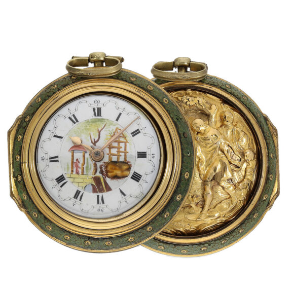 English repoussé triple case verge clock Circa 1780