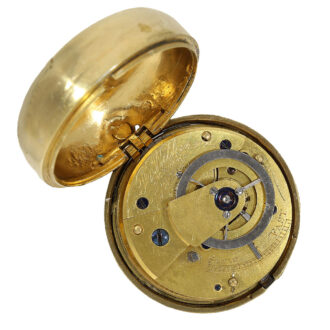 The movement of the clock is signed and features a verge escapement