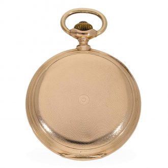 Swiss 14 carat gold hunter case watch with chain Circa 1890