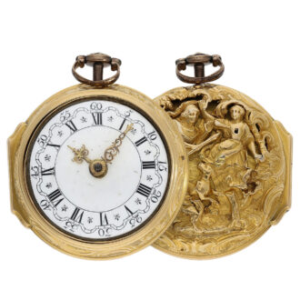 English early repoussé double case verge clock Circa 1771