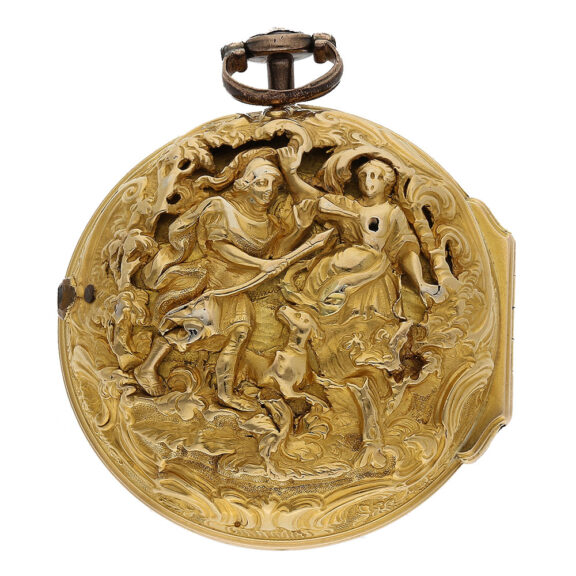 Outer case fantastic repoussé work with extreme high relief, representation of a mythological scene with the goddess Diana Outer case fantastic repoussé work with extreme high relief, representation of a mythological scene with the goddess Diana