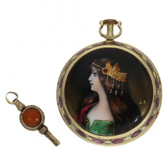 English 18 carat gold pair cased verge watch with jewels Circa 1790