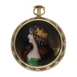 English 18 carat gold pair cased verge watch with jewels Circa 1790