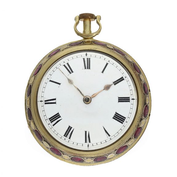 English 18 carat gold pair cased verge watch with jewels Circa 1790 English 18 carat gold pair cased verge watch with jewels Circa 1790