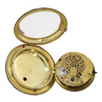 English 18 carat gold pair cased verge watch with jewels Circa 1790