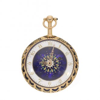 Large 18 carat gold and enamel form watch with repeater Circa 1810