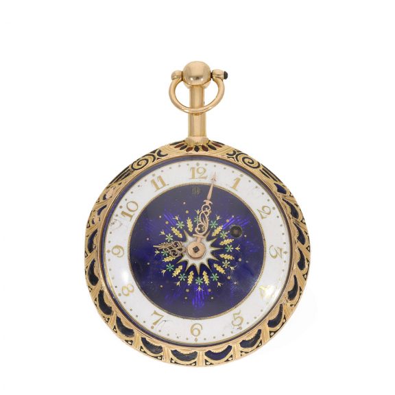 Large 18 carat gold and enamel form watch with repeater Circa 1810