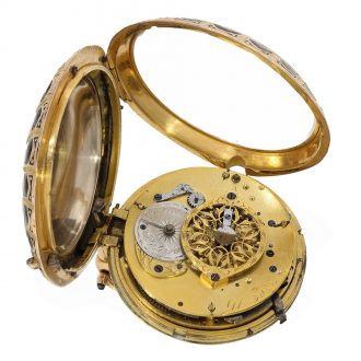 Large 18 carat gold and enamel form watch with repeater Circa 1810