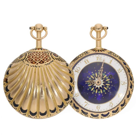 Large 18 carat gold and enamel form watch with repeater Circa 1810 Large 18 carat gold and enamel form watch with repeater Circa 1810