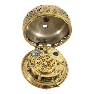 English gold and enamel repoussé repeater pocket watch Circa 1740