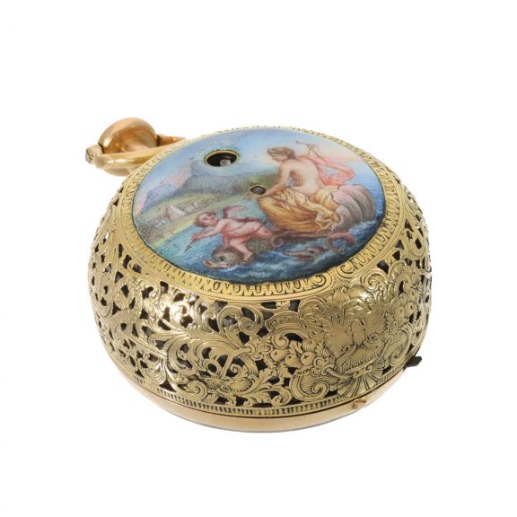 English gold and enamel repoussé repeater pocket watch Circa 1740 English gold and enamel repoussé repeater pocket watch Circa 1740