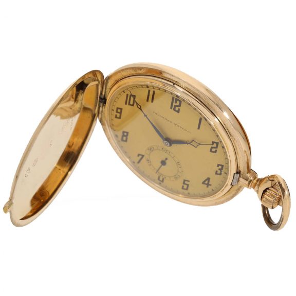 Swiss 14 carat gold elegant full hunter cased watch Circa 1920 Swiss 14 carat gold elegant full hunter cased watch Circa 1920