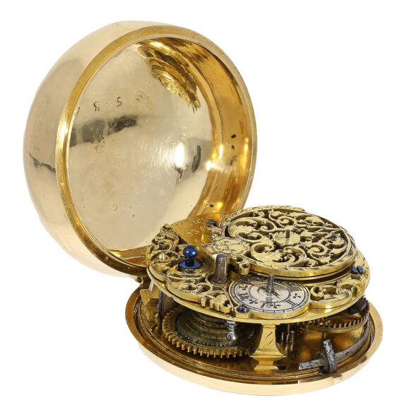The movement of the John Naas verge watch is equally impressive featuring an early English verge escapement with preload via worm screw’ The movement of the John Naas verge watch is equally impressive featuring an early English verge escapement with preload via worm screw’