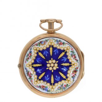 Heavy English 18 carat gold and enamel pocket watch Circa 1810