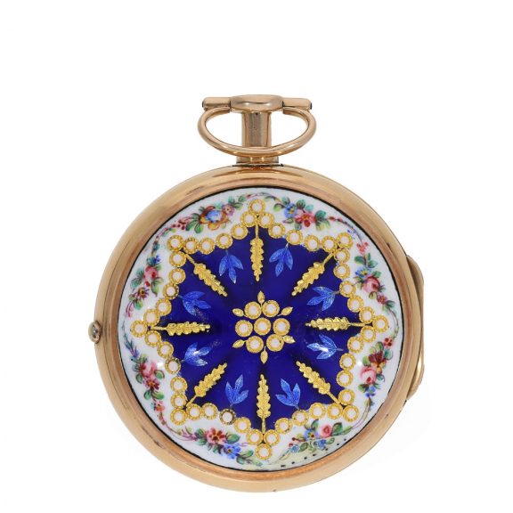Heavy English 18 carat gold and enamel pocket watch Circa 1810 Heavy English 18 carat gold and enamel pocket watch Circa 1810