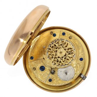 Heavy English 18 carat gold and enamel pocket watch Circa 1810