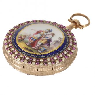 Austrian 18 carat gold and enamel verge repeater watch Circa 1780