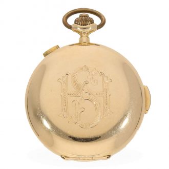 Swiss 14 carat gold full hunter cased quarter repeater watch Circa 1907