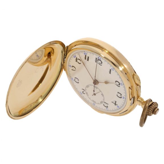 Swiss 14 carat gold full hunter cased quarter repeater watch Circa 1907 Swiss 14 carat gold full hunter cased quarter repeater watch Circa 1907