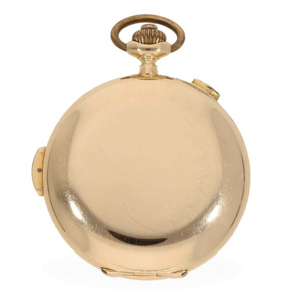 Swiss 14 carat gold full hunter cased quarter repeater watch Circa 1907 Swiss 14 carat gold full hunter cased quarter repeater watch Circa 1907