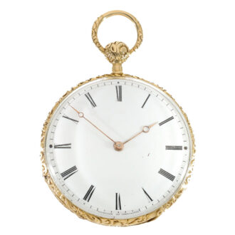 Swiss 18K gold quarter repeating cylinder watch Circa 1840