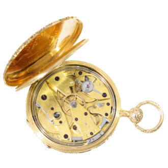 Swiss 18K gold quarter repeating cylinder watch Circa 1840