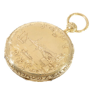 Swiss 18K gold quarter repeating cylinder watch Circa 1840