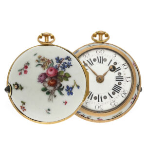 French rare hand painted porcelain verge watch Circa 1750