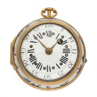 French rare hand painted porcelain verge watch Circa 1750