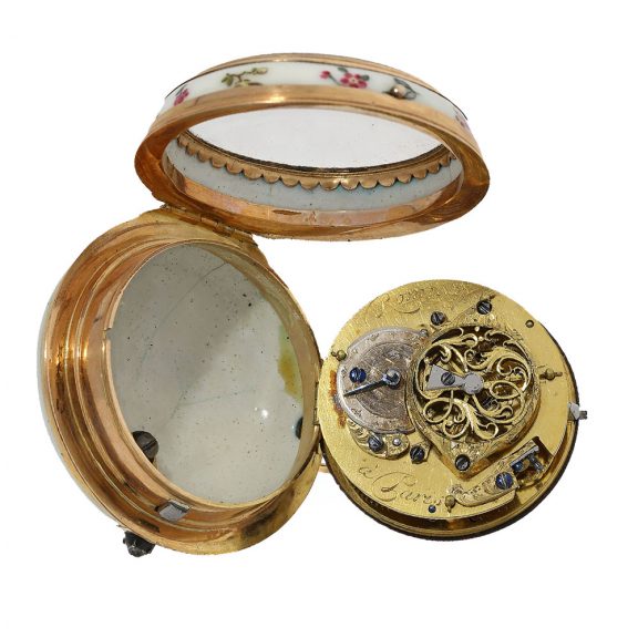 French rare hand painted porcelain verge watch Circa 1750 French rare hand painted porcelain verge watch Circa 1750