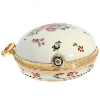 French rare hand painted porcelain verge watch Circa 1750