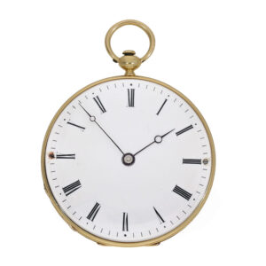 Swiss 18 carat gold and enamel lépine watch with Bagnolet caliber Circa 1830