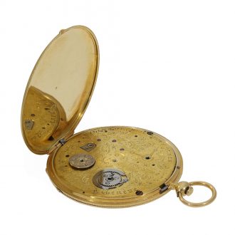 Swiss 18 carat gold and enamel lépine watch with Bagnolet caliber Circa 1830