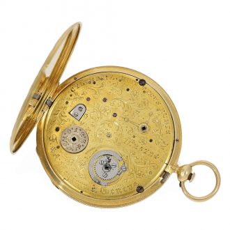Swiss 18 carat gold and enamel lépine watch with Bagnolet caliber Circa 1830