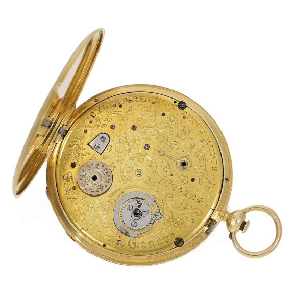 Swiss 18 carat gold and enamel lépine watch with Bagnolet caliber Circa 1830 Swiss 18 carat gold and enamel lépine watch with Bagnolet caliber Circa 1830