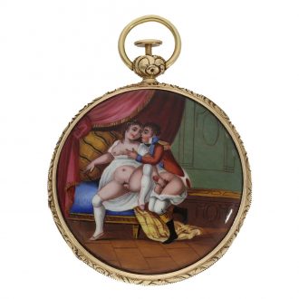 French 18 carat gold watch with erotic scene Circa 1830