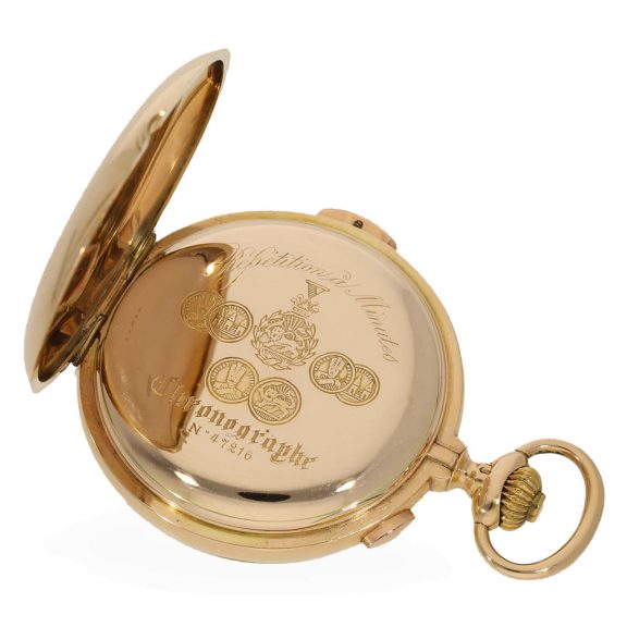 Swiss 14 carat gold hunter cased minute repeater watch Circa 1900 Swiss 14 carat gold hunter cased minute repeater watch Circa 1900
