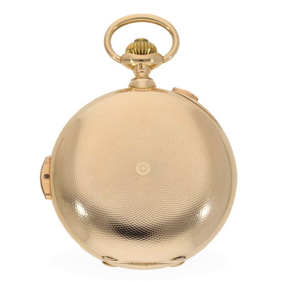 Swiss 14 carat gold hunter cased minute repeater watch Circa 1900 Swiss 14 carat gold hunter cased minute repeater watch Circa 1900