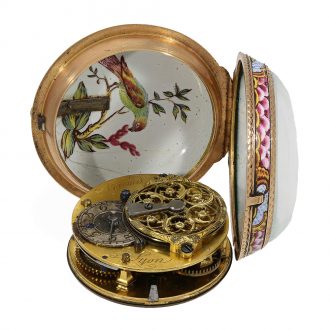 Rare 18 Carat French Louis XV enamel watch Circa 1770