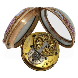 Rare 18 Carat French Louis XV enamel watch Circa 1770