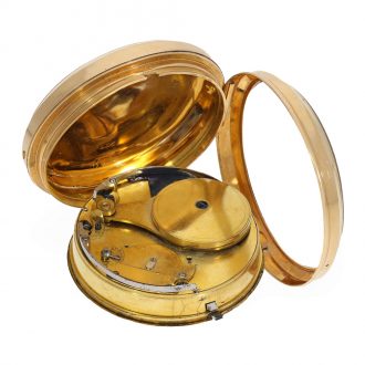 Swiss 18 carat gold cylinder watch with early self winding Circa 1790