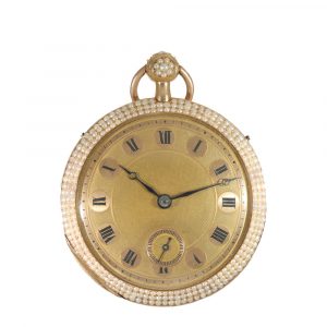 Swiss 18 carat gold pocket watch with Oriental pearl setting Circa 1830