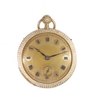 Swiss 18 carat gold pocket watch with Oriental pearl setting Circa 1830