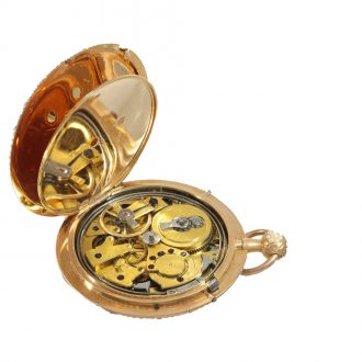 Swiss 18 carat gold pocket watch with Oriental pearl setting Circa 1830