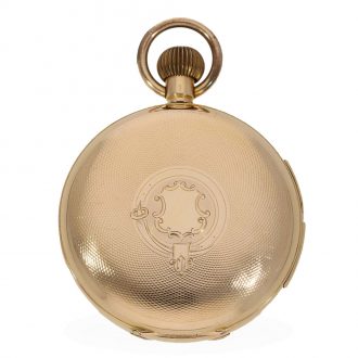 Swiss 14 carat gold hunter cased watch with minute repeater Circa 1895